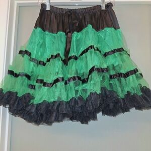 Green & Black Petticoat Skirt